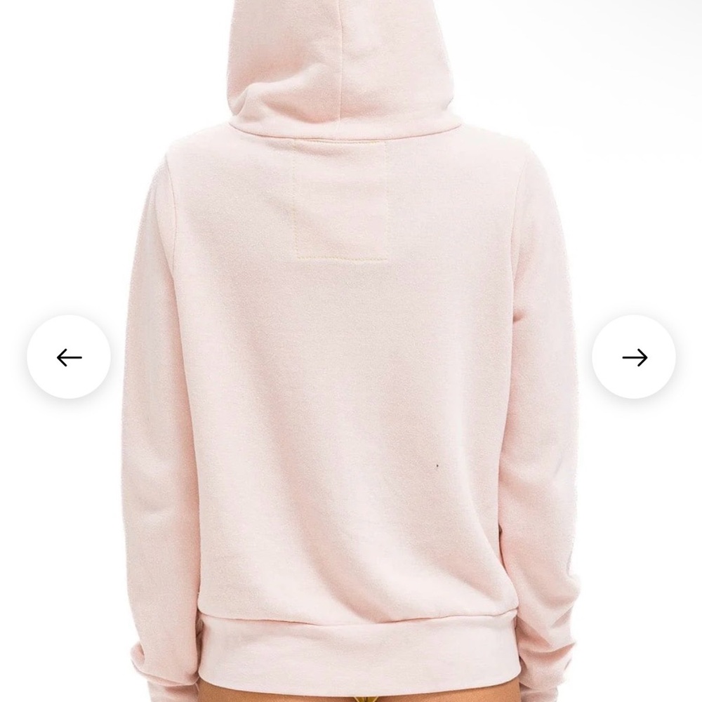Aviator Nation 5 stripe hoodie light pink rainbow white size L NWOT - Picture 8 of 9